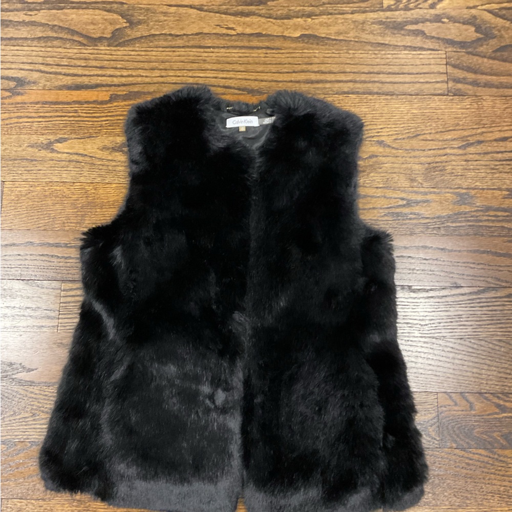 Calvin Klein Black Faux Fur Vest